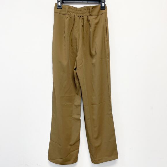 Halara Womens High Waisted Button Brown Shirred Straight Leg Work Pants Size XL - Picture 2 of 4